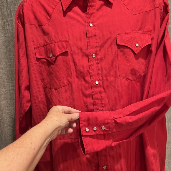 Vintage ELY Cattleman Pearl Snap Red Long Sleeve Western Shirt. XXL Nice - Picture 3 of 5
